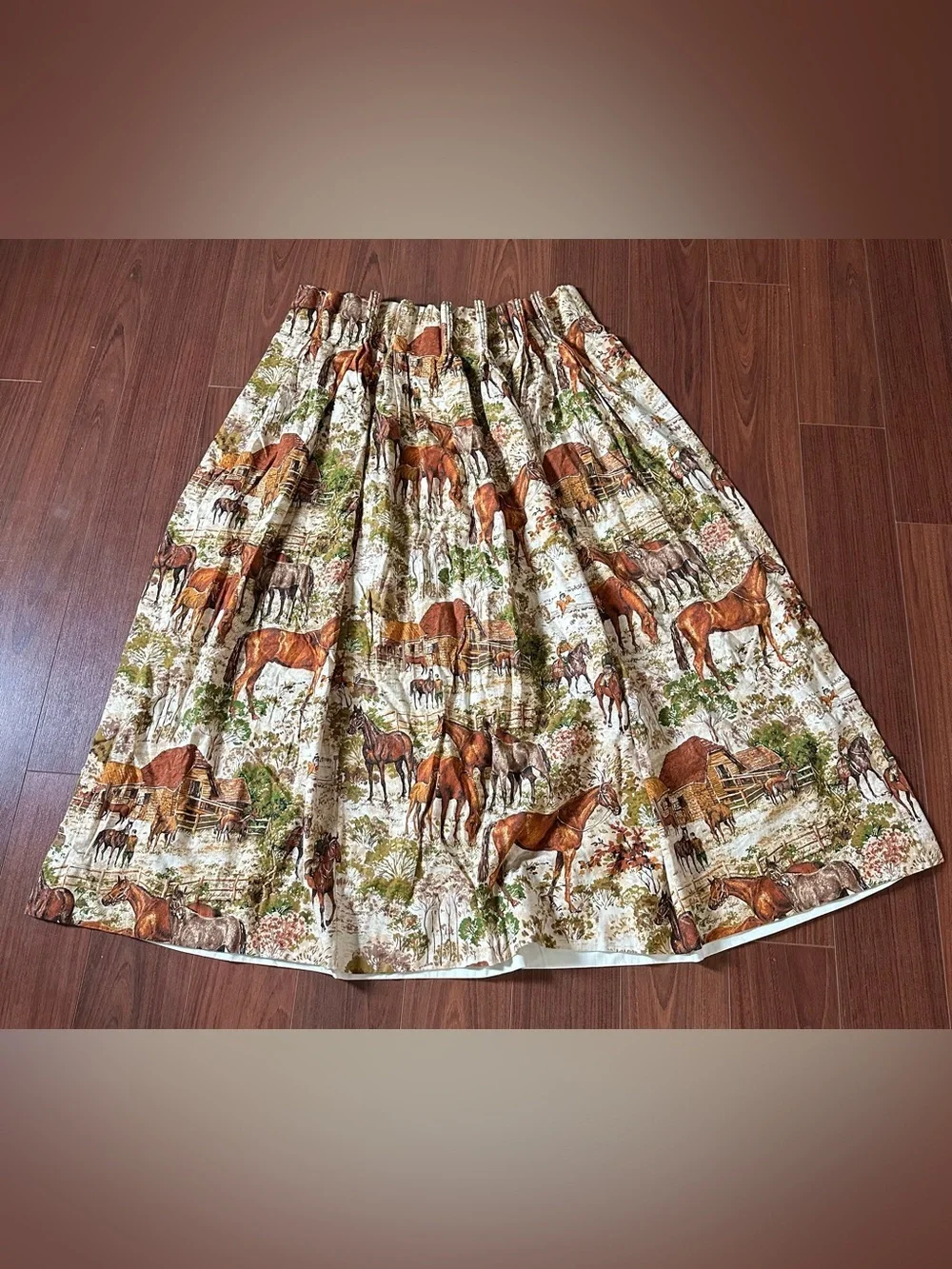 Vintage Pinch Pleat 70s Curtains Riverdale Ranch Riders Equestrian 23x48 Pair